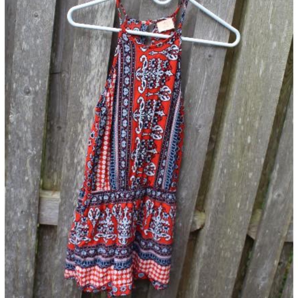 LF romper Red White Blue pattern